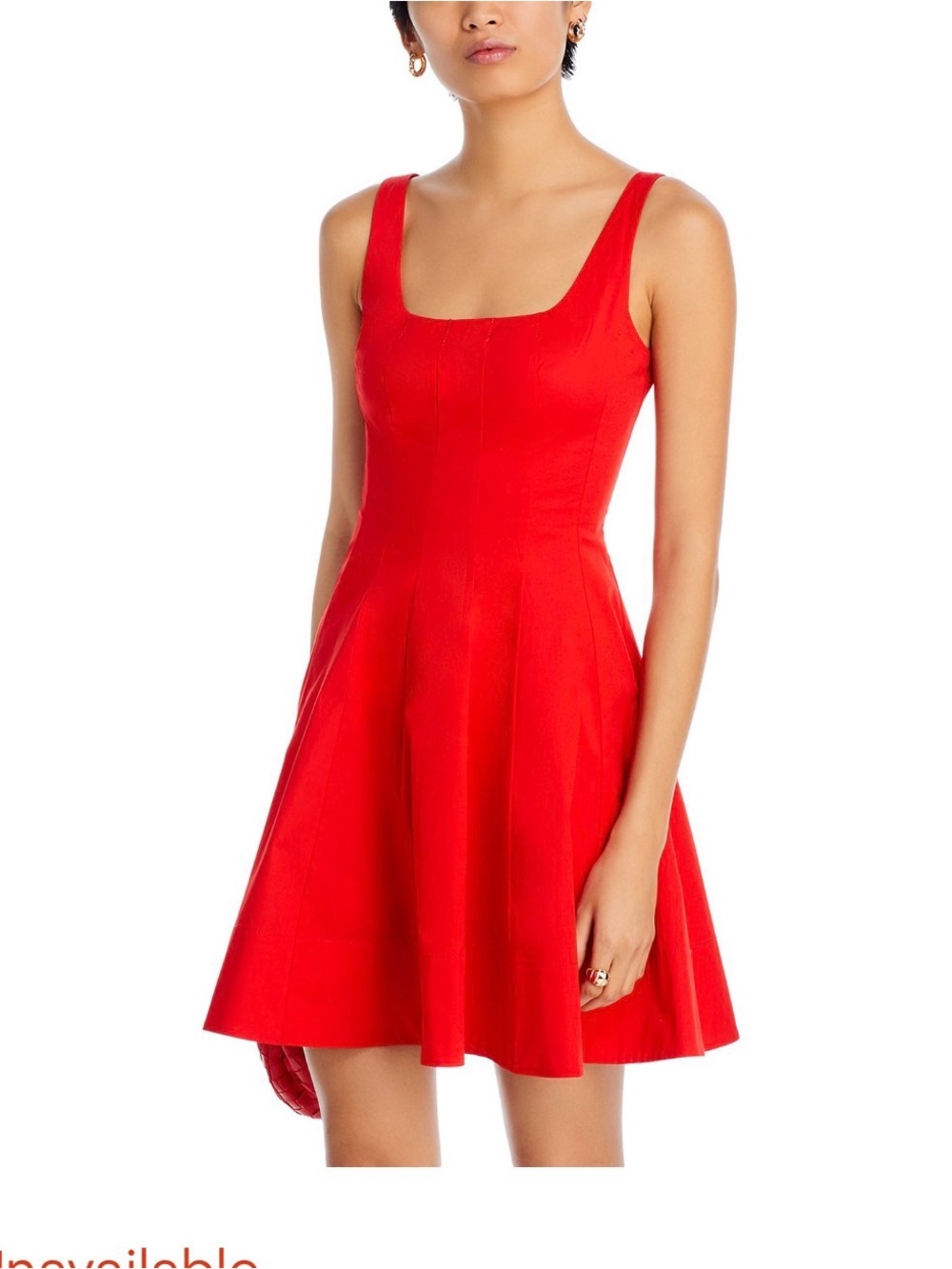 STAUD Bright Red Scoop-Neck Mini Dress